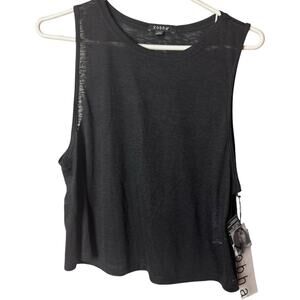 Zobha Women's Black Cropped Sleeveless Athletic Sporty Yoga Tank Sz L NWT